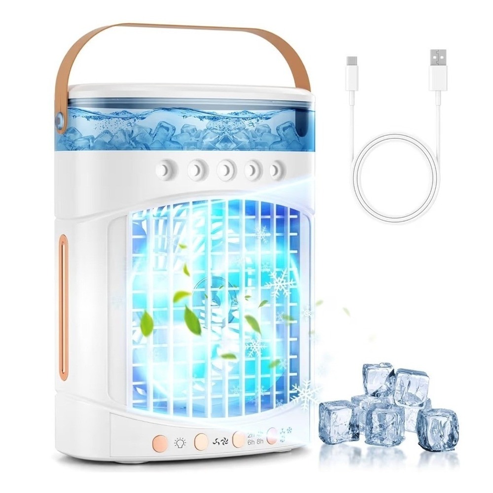 Portable Air Cooler Fan White USB-C Humidifier Night Light Evaporative Cooler